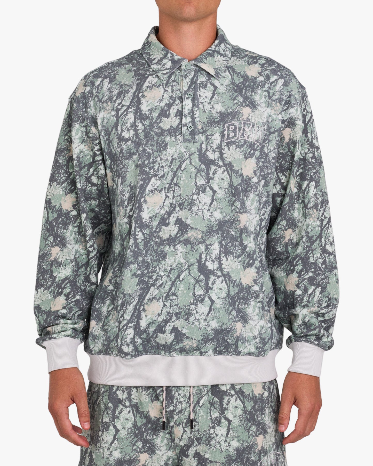 Bad Birdie Men's French Terry Polo - Stealth Mode Dark