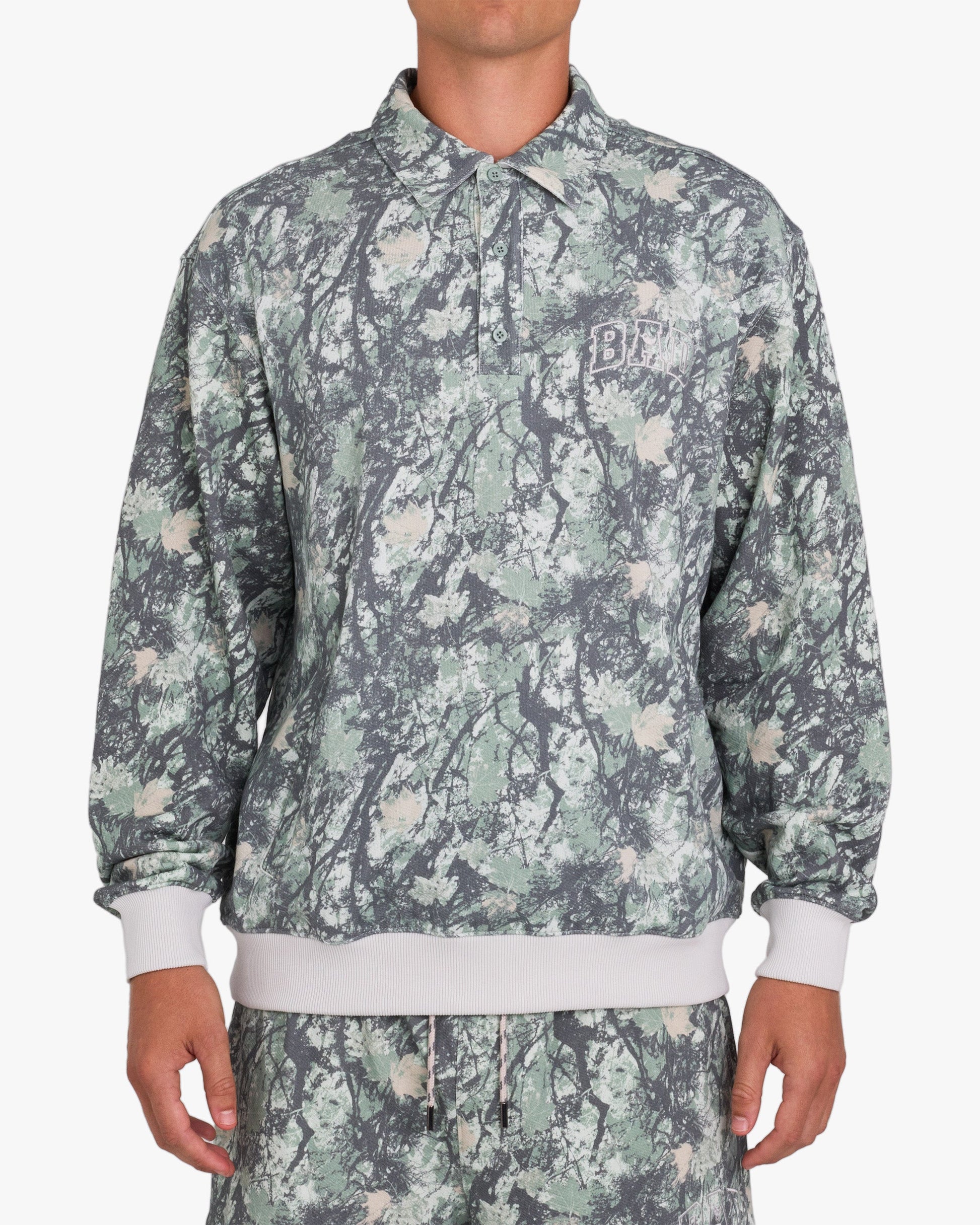 Bad Birdie Men's French Terry Polo - Stealth Mode Dark