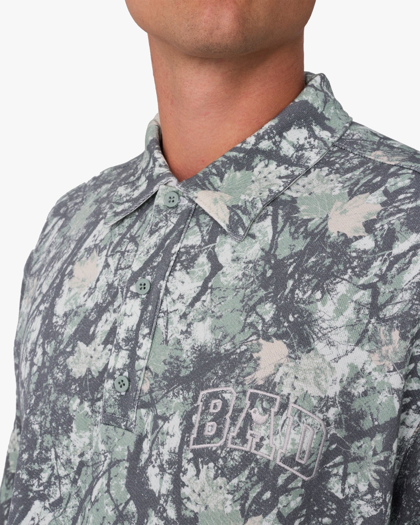 Bad Birdie Men's French Terry Polo - Stealth Mode Dark
