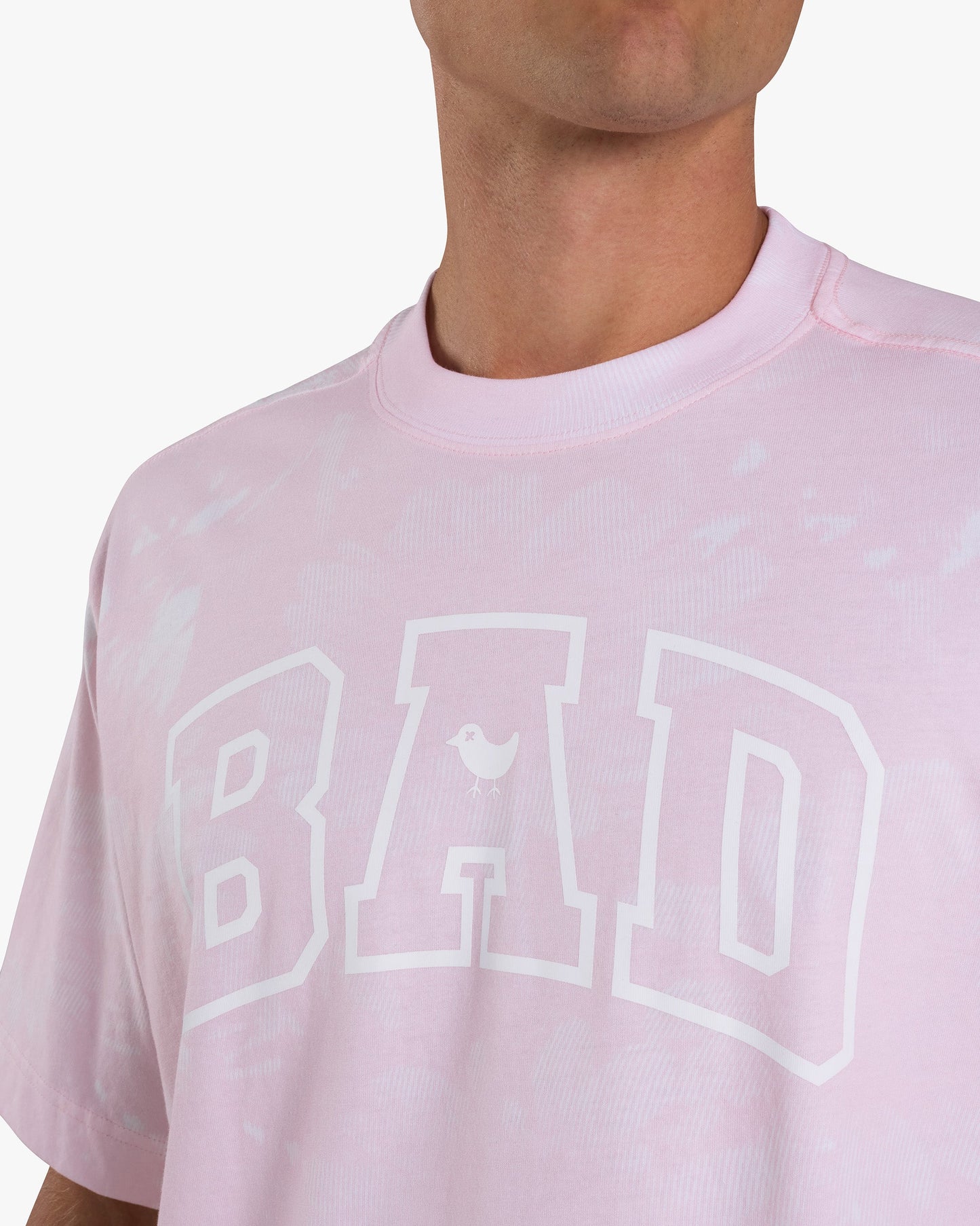 Bad Birdie Men's Varsity Bad Graphic Tee - Pointed Flowers - Frosty Petal