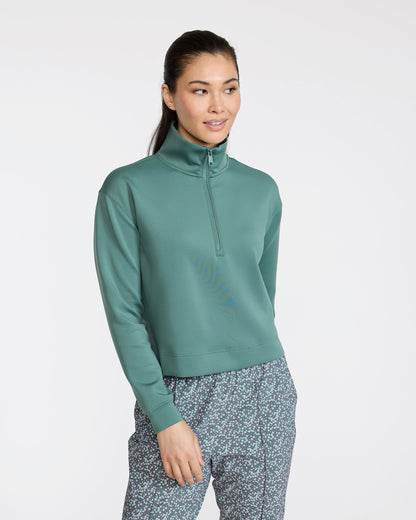 Bad Birdie At Ease Quarterzip - Dark Forest