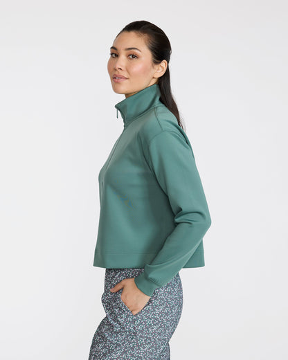 Bad Birdie At Ease Quarterzip - Dark Forest