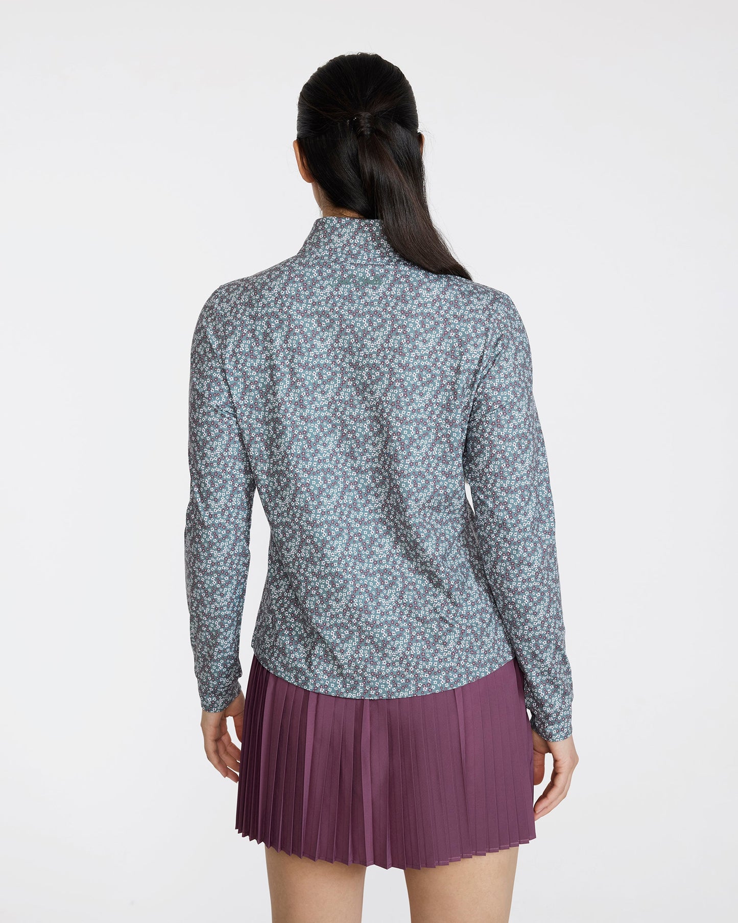 Bad Birdie Velocity Quarterzip - Ditsy Down - Dark Forest