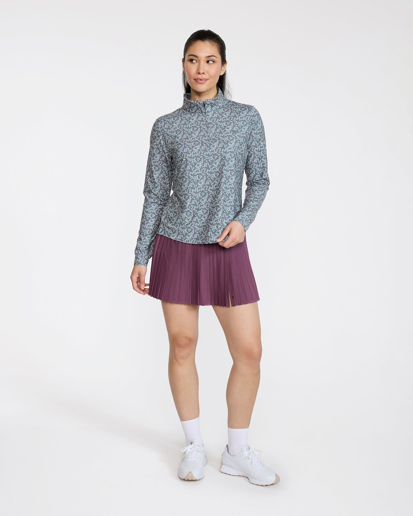 Bad Birdie Velocity Quarterzip - Ditsy Down - Dark Forest