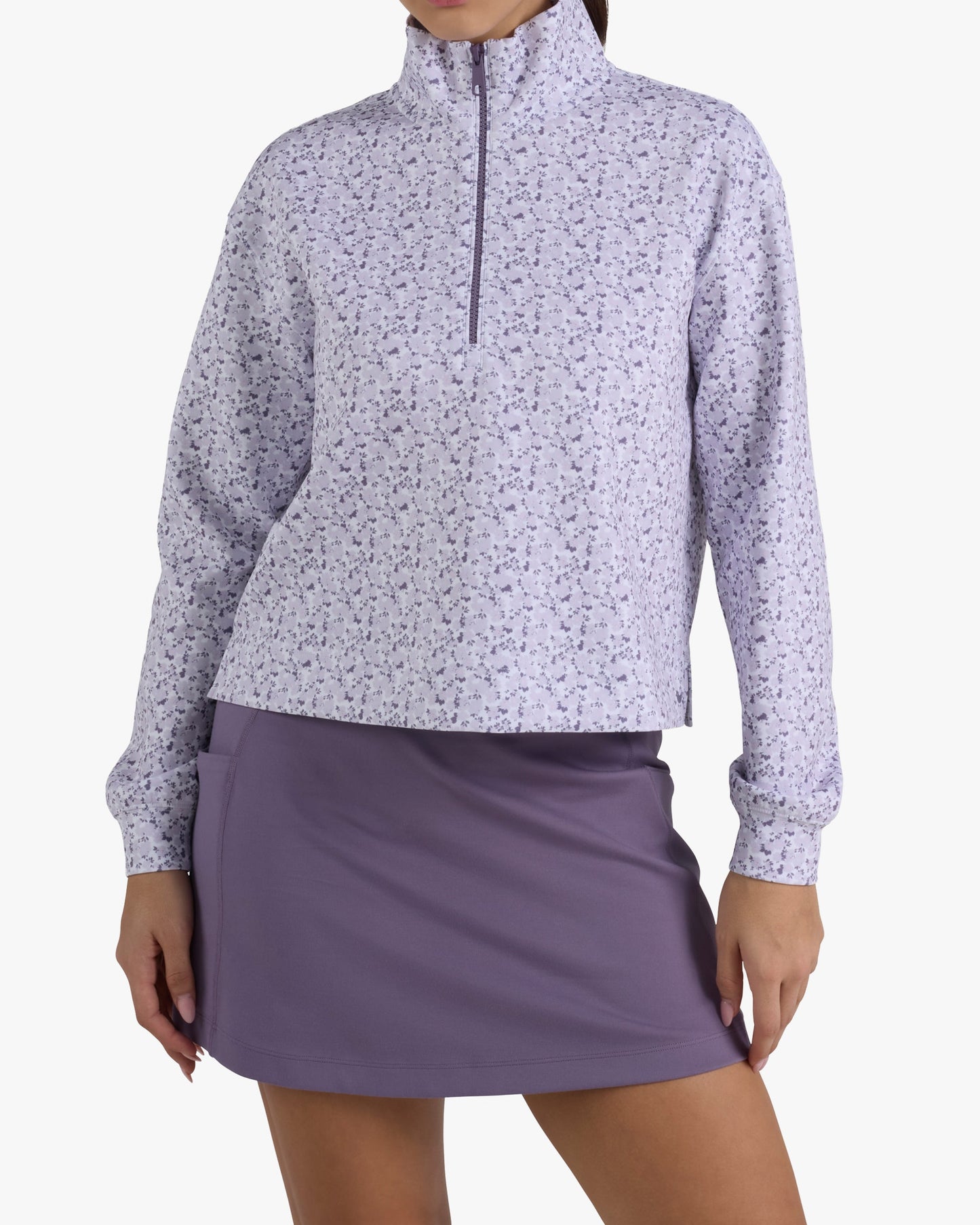 Bad Birdie At Ease Quarterzip - Garden Gala - Lavender Blue