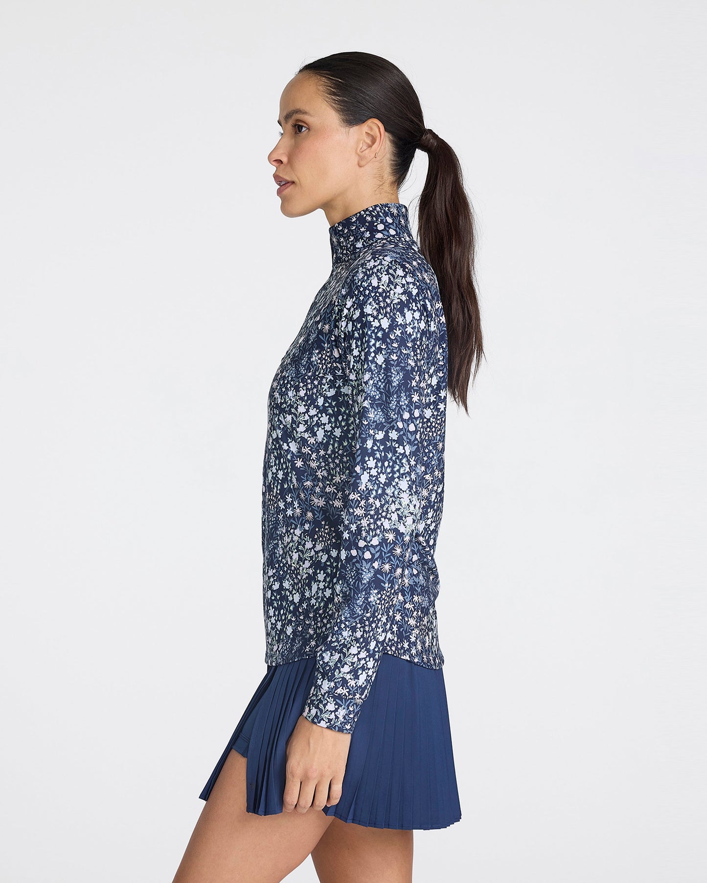 Bad Birdie Women's Quarterzip - Super Duper Bloom - Dark Navy