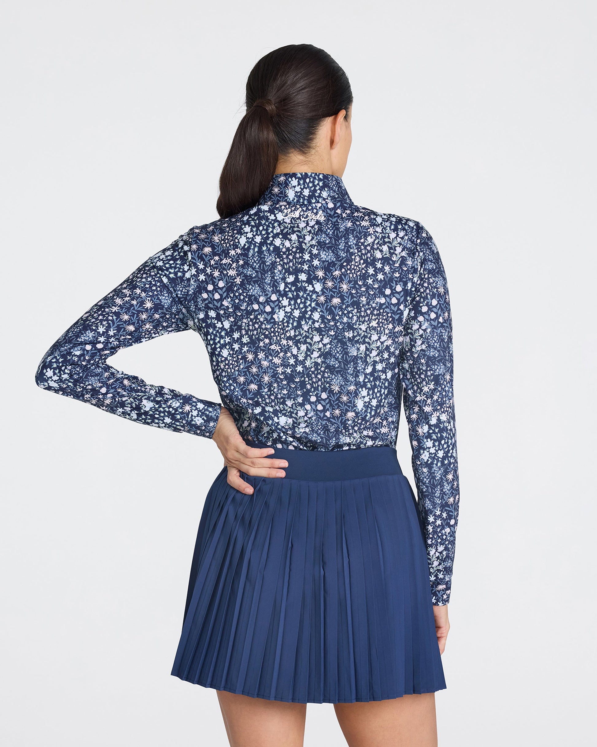 Bad Birdie Women's Quarterzip - Super Duper Bloom - Dark Navy