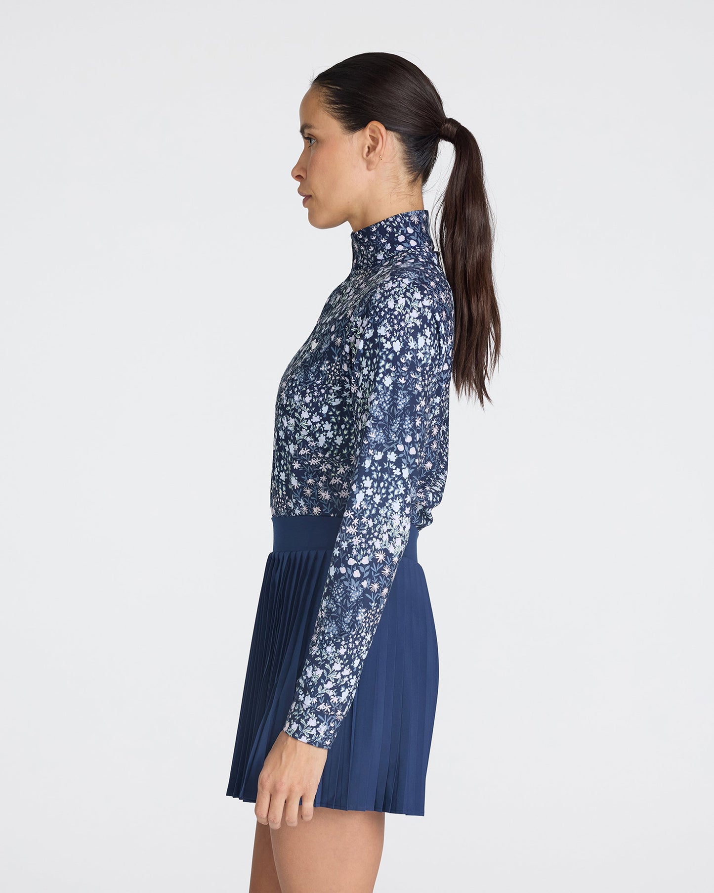 Bad Birdie Women's Quarterzip - Super Duper Bloom - Dark Navy