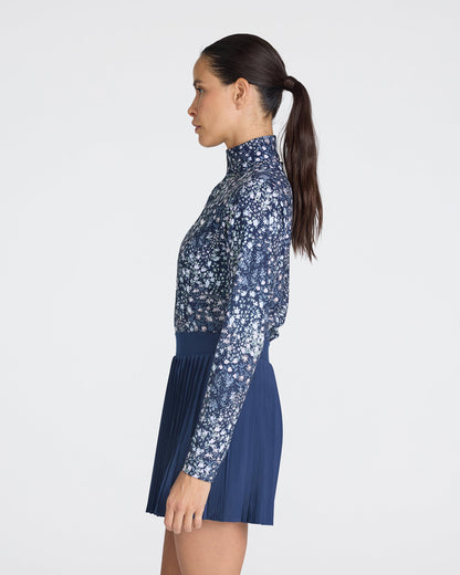 Bad Birdie Women's Quarterzip - Super Duper Bloom - Dark Navy