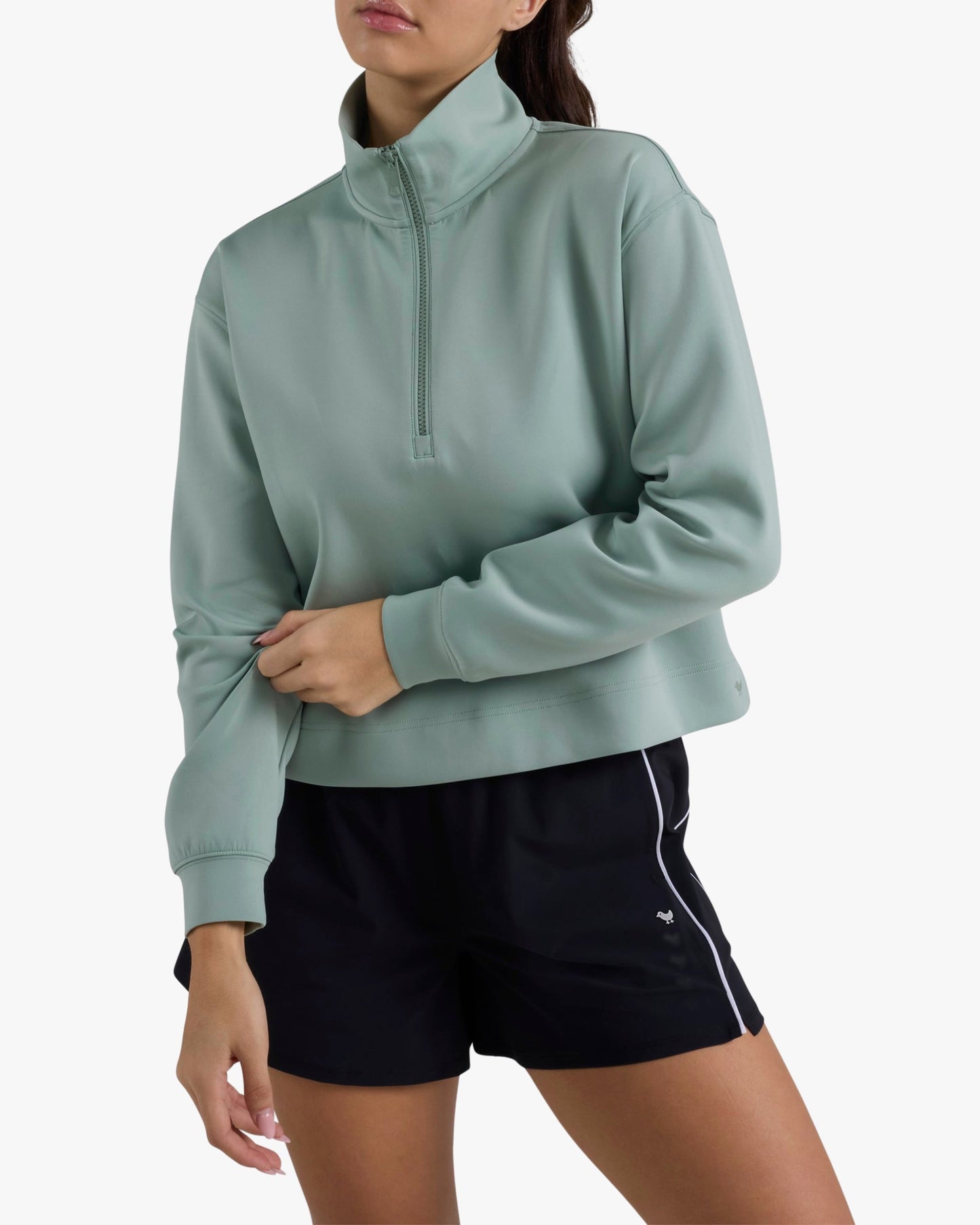 Bad Birdie At Ease Quarterzip - Washed sage