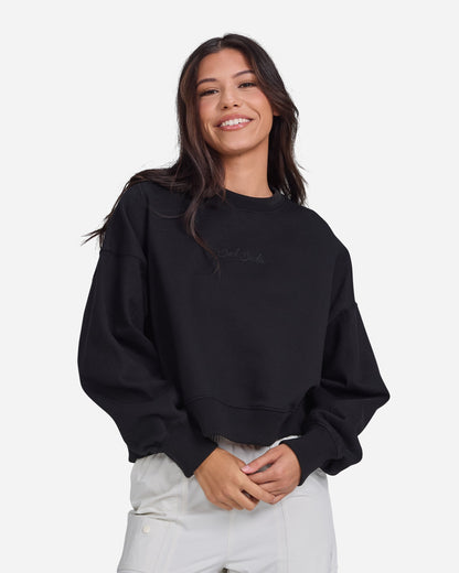 Bad Birdie Women's Script Crewneck - Black - Bad Birdie