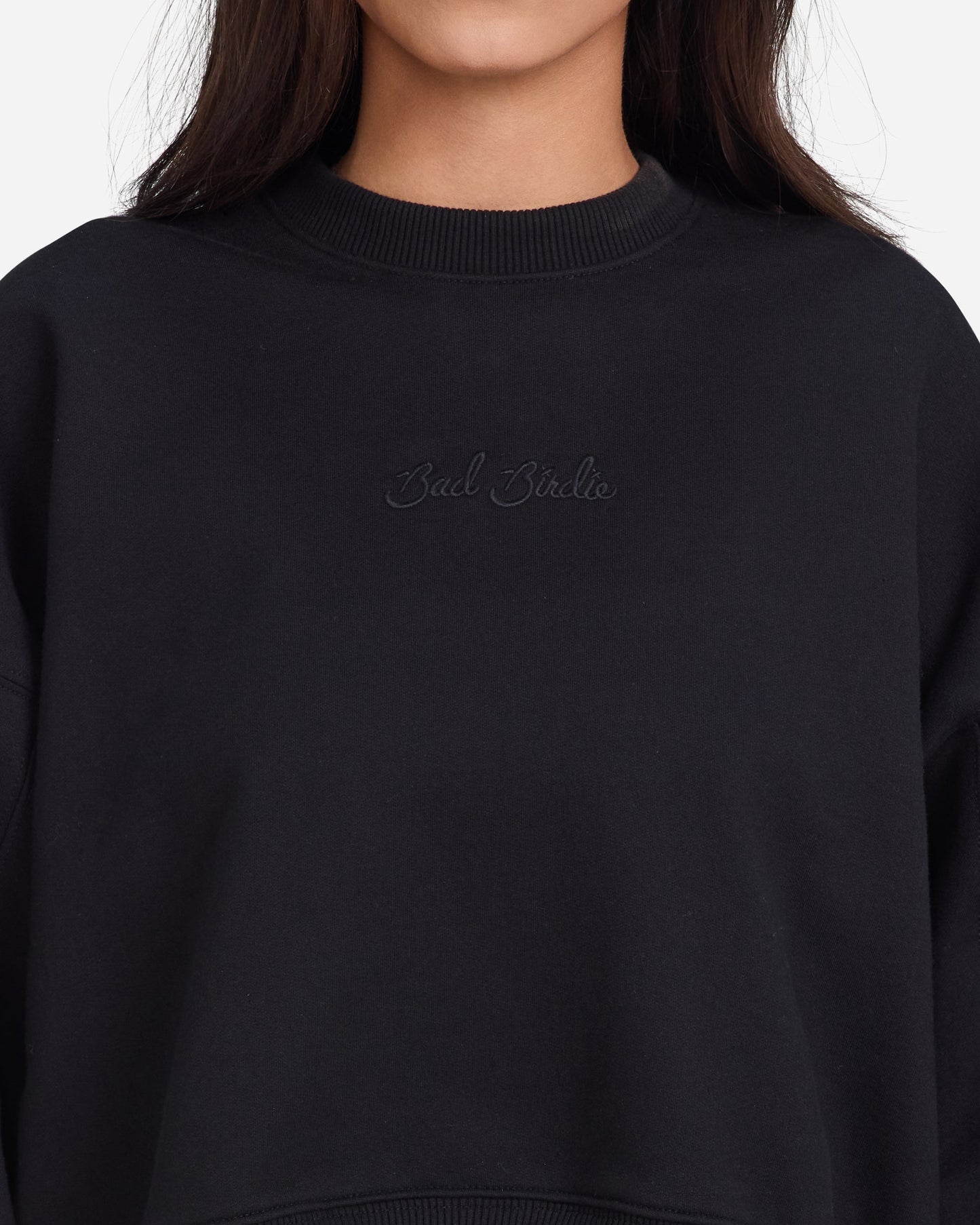 Bad Birdie Women's Script Crewneck - Black - Bad Birdie