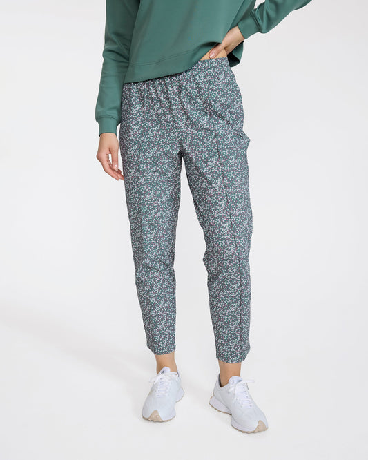 Bad Birdie Women's Players Pant - Ditsy Down - Dark Forest