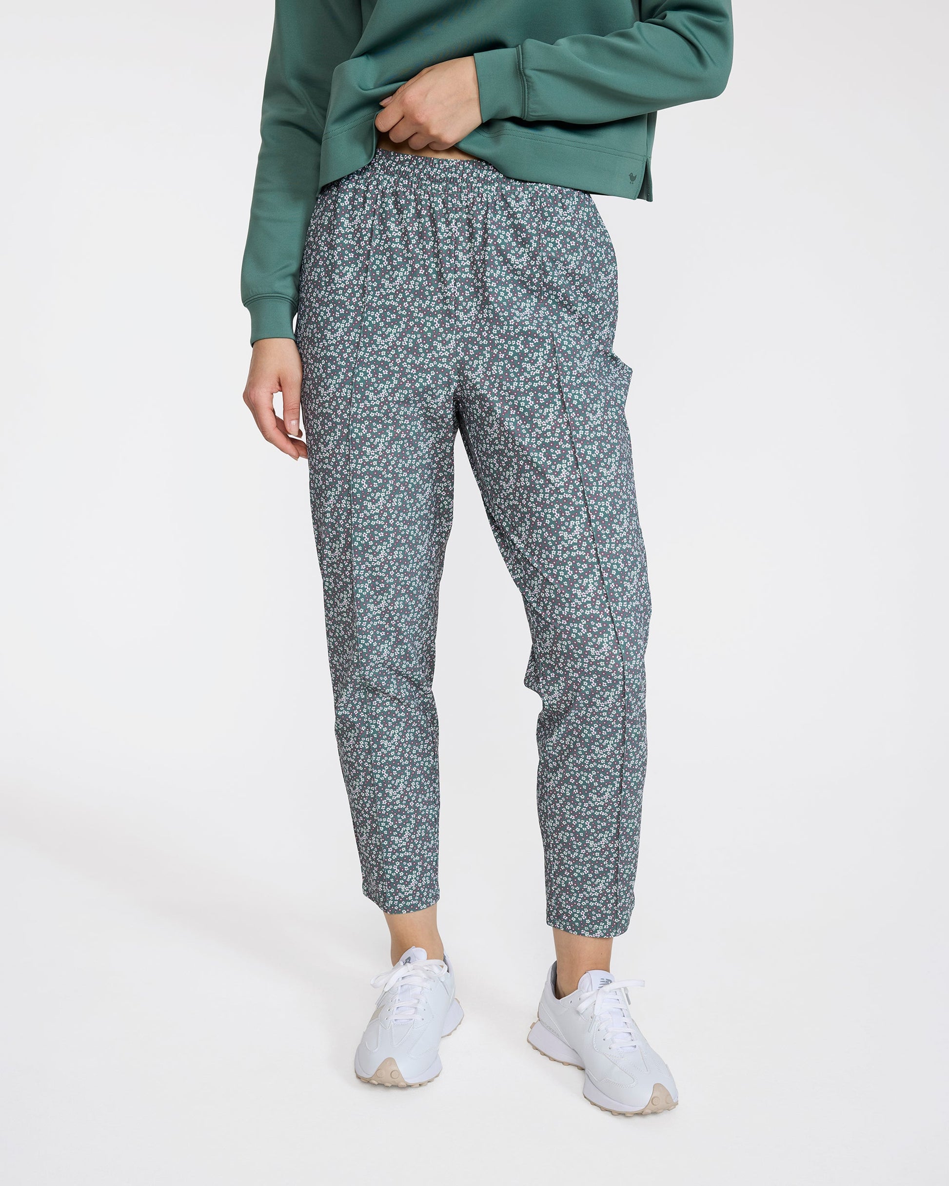 Bad Birdie Women's Players Pant - Ditsy Down - Dark Forest