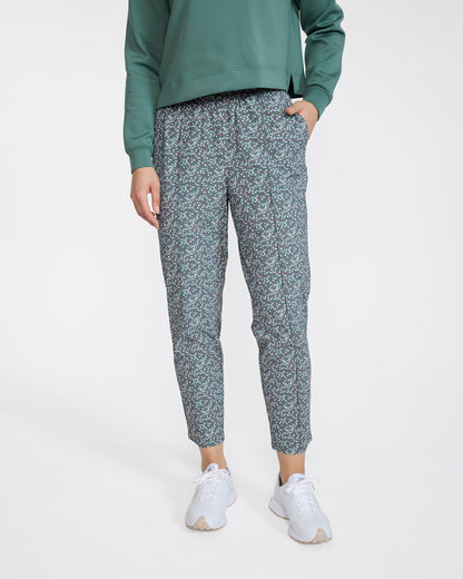 Bad Birdie Women's Players Pant - Ditsy Down - Dark Forest