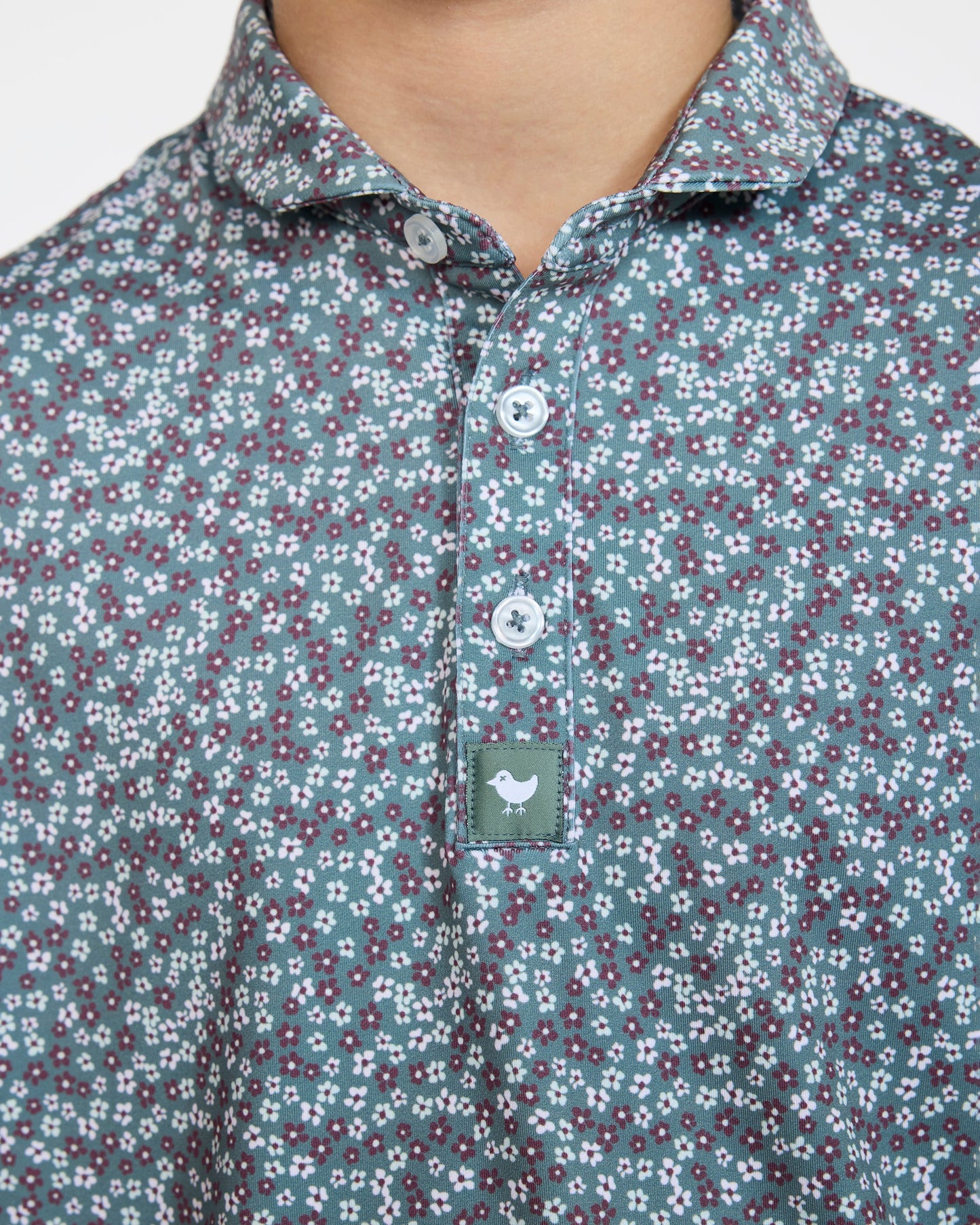 Bad Birdie Youth Polo - Ditsy Down - Dark Forest