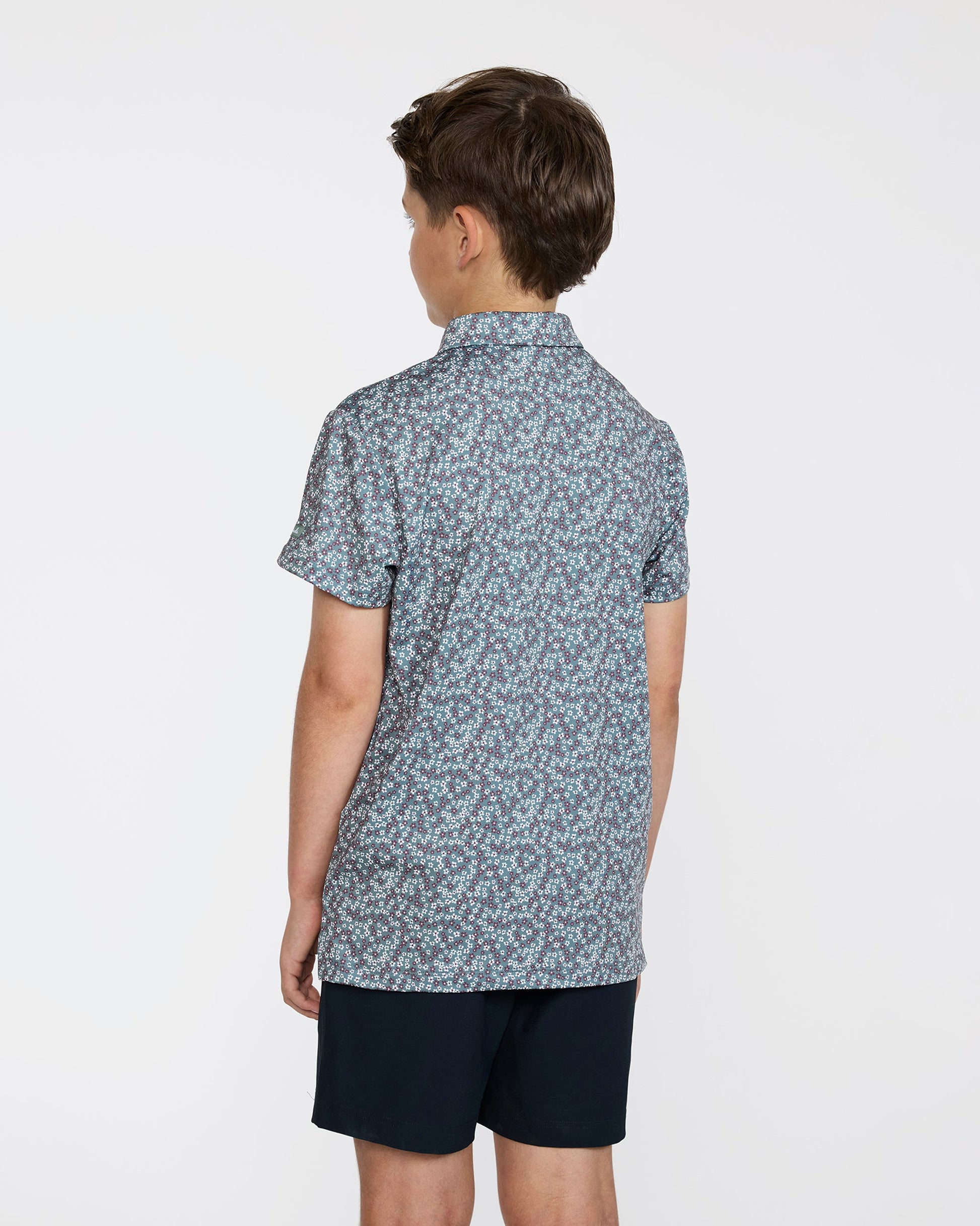 Bad Birdie Youth Polo - Ditsy Down - Dark Forest