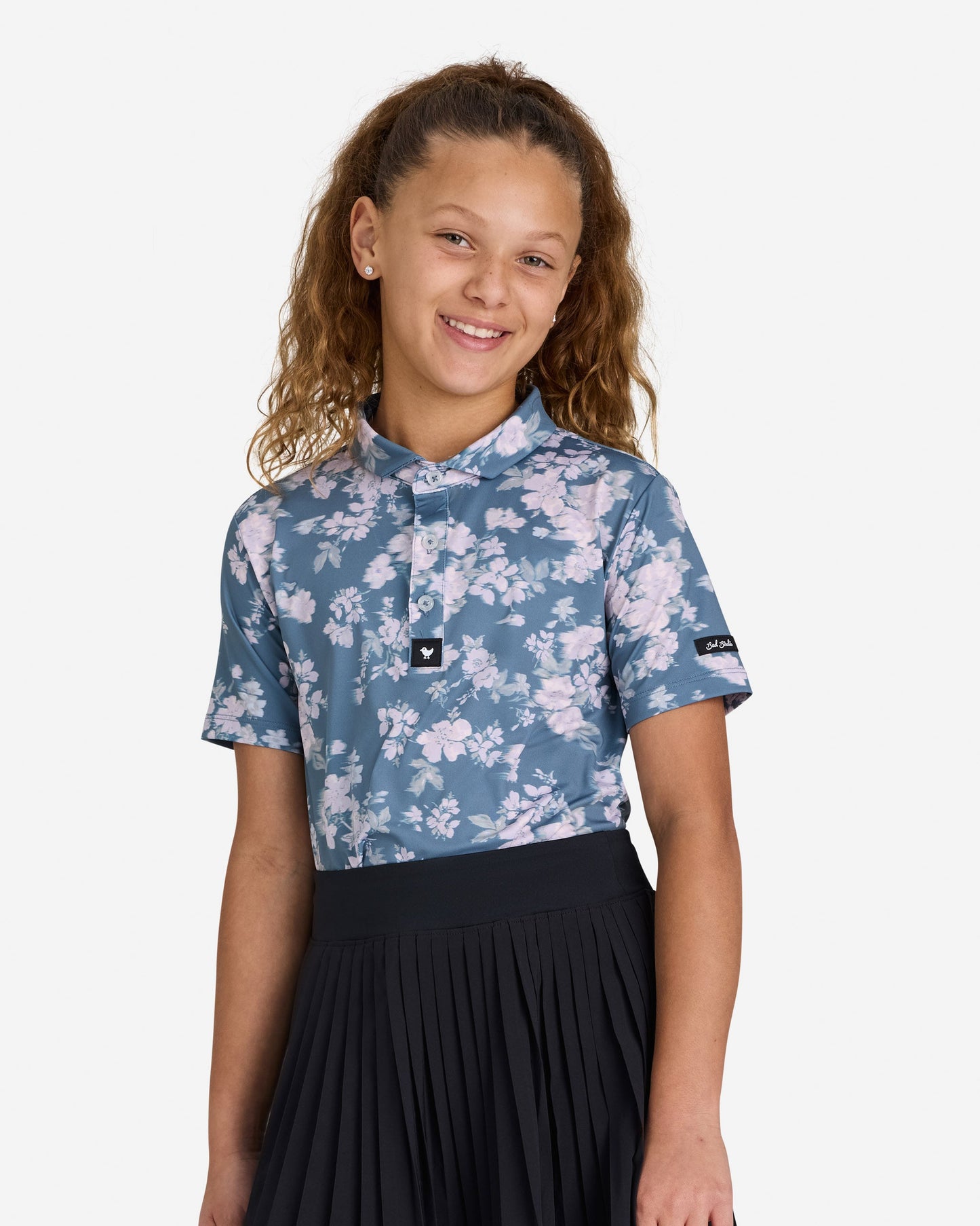 Bad Birdie Youth Polo - Stormy Petals