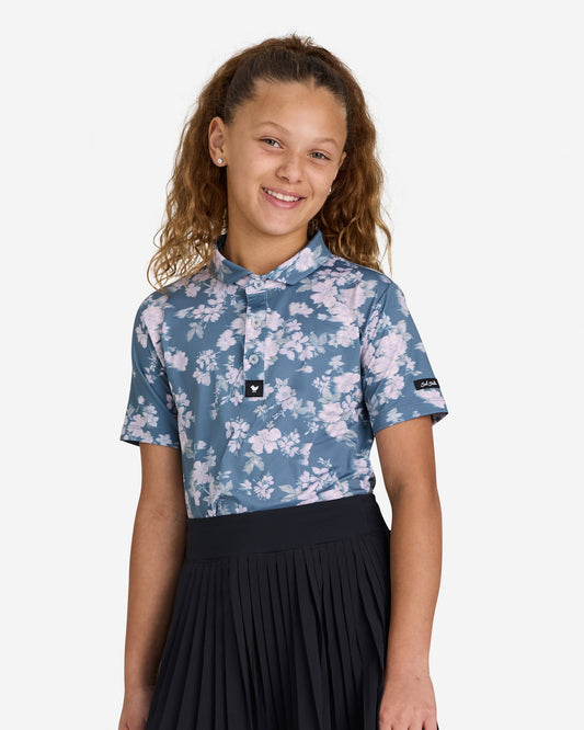 Bad Birdie Youth Polo - Stormy Petals