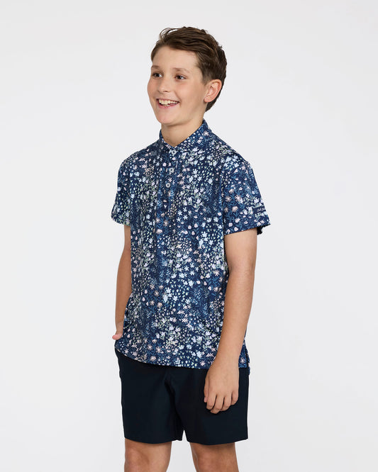 Bad Birdie Youth Polo - Super Duper Bloom Navy