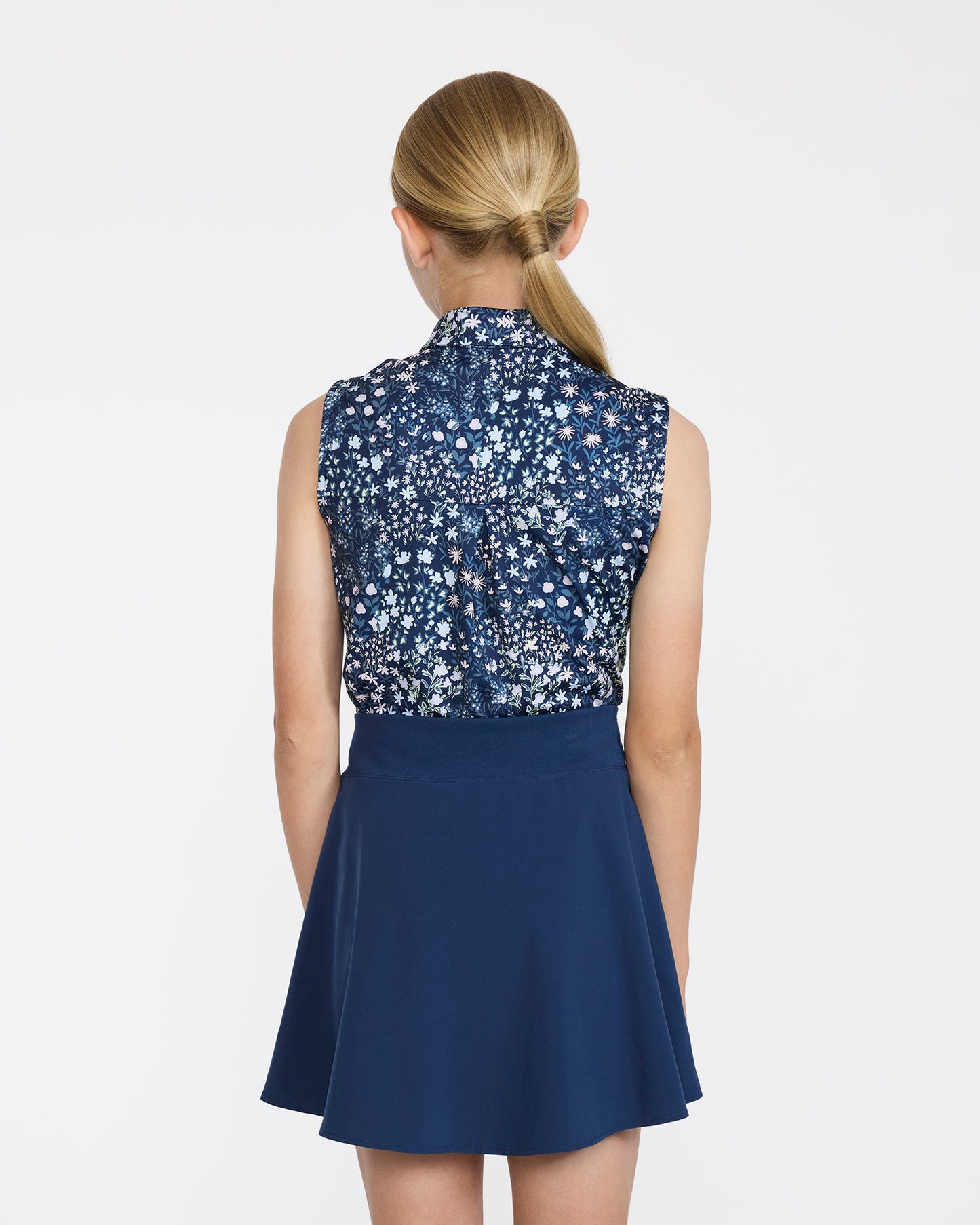 Bad Birdie Sleeveless Youth Polo - Super Duper Bloom Navy