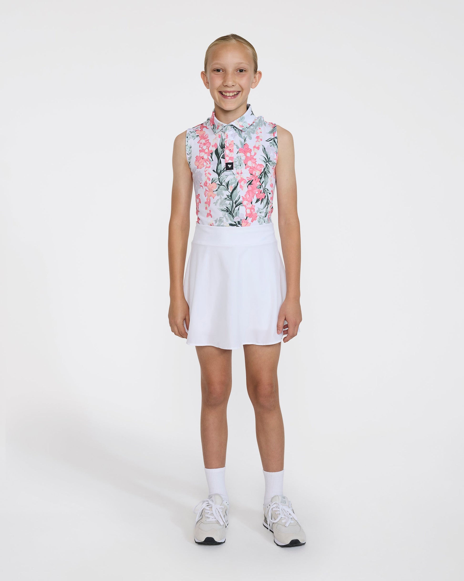 Bad Birdie Sleeveless Youth Polo - Lei'd - Brilliant White