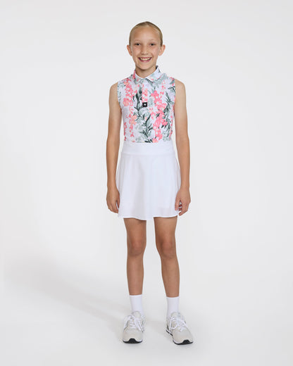 Bad Birdie Sleeveless Youth Polo - Lei'd - Brilliant White