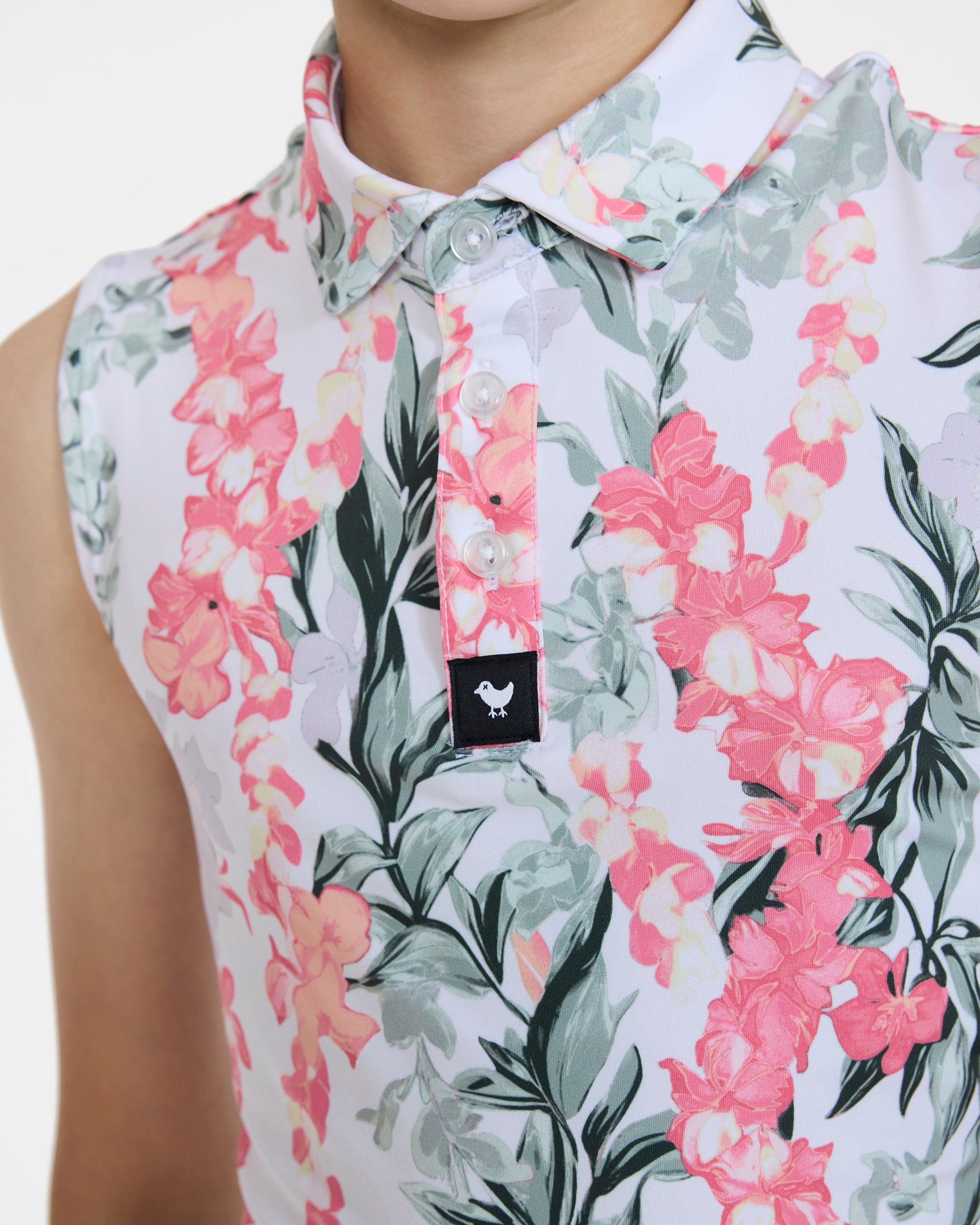 Bad Birdie Sleeveless Youth Polo - Lei'd - Brilliant White
