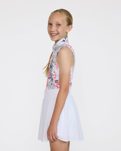 Bad Birdie Sleeveless Youth Polo - Lei'd - Brilliant White
