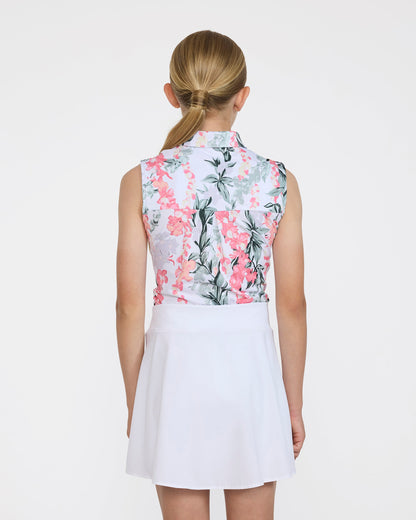 Bad Birdie Sleeveless Youth Polo - Lei'd - Brilliant White