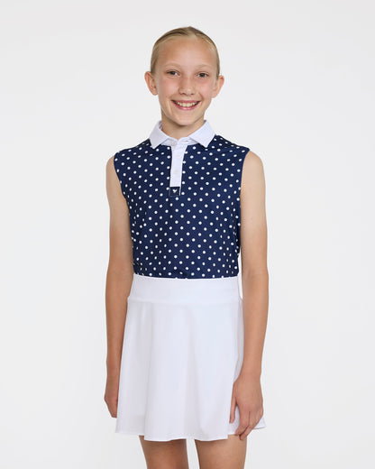 Bad Birdie Sleeveless Youth Polo - Dots