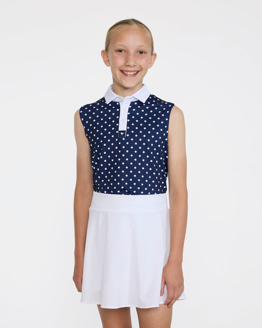 Bad Birdie Sleeveless Youth Polo - Dots