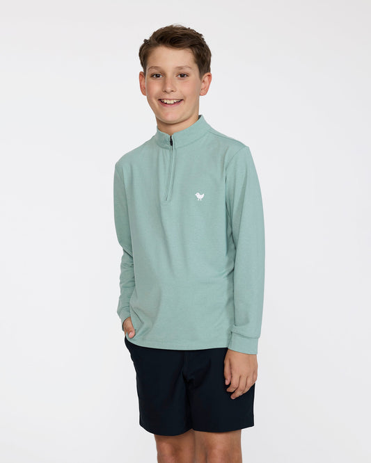 Bad Birdie Youth Velocity Quarterzip - Washed Sage