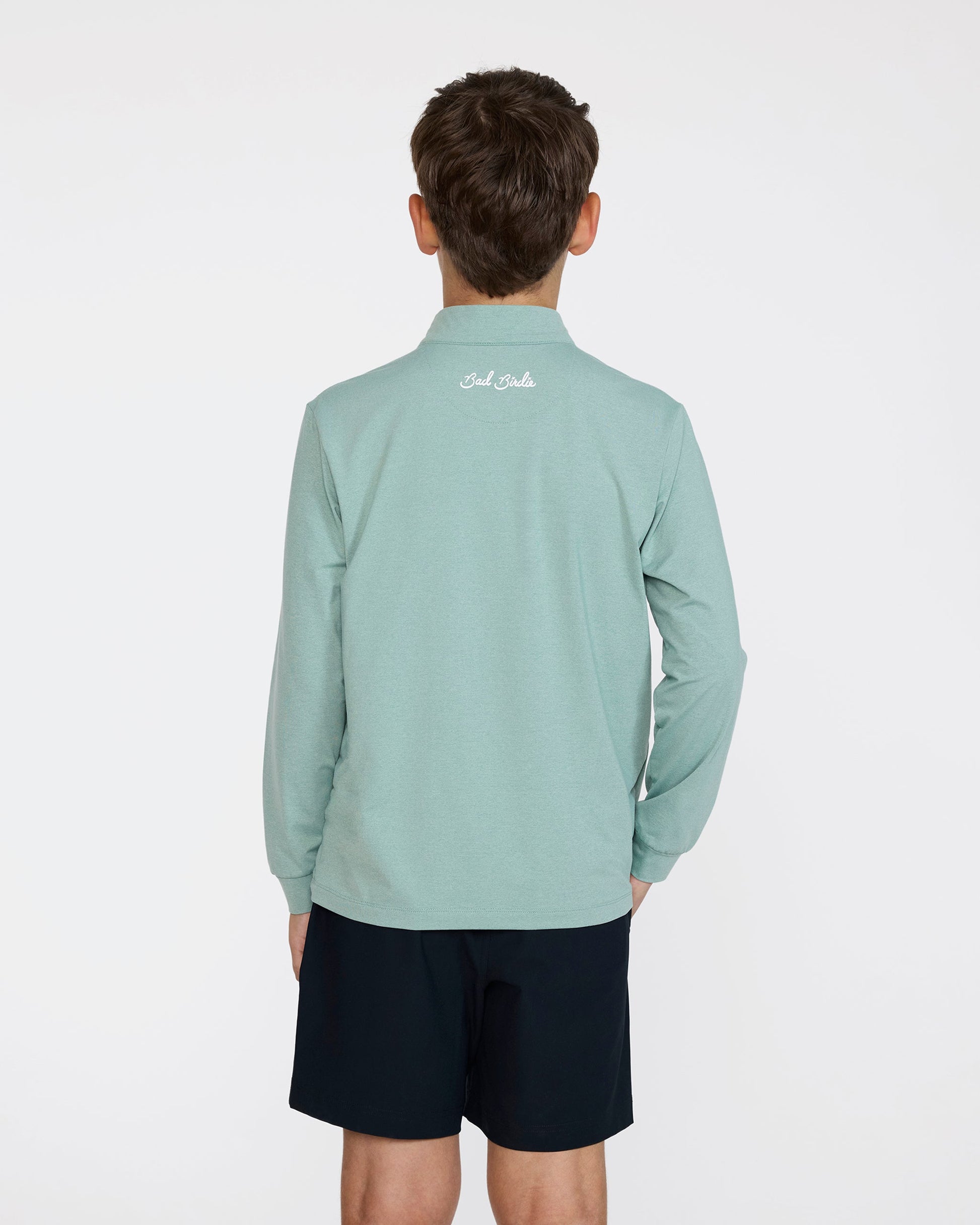 Bad Birdie Youth Velocity Quarterzip - Washed Sage