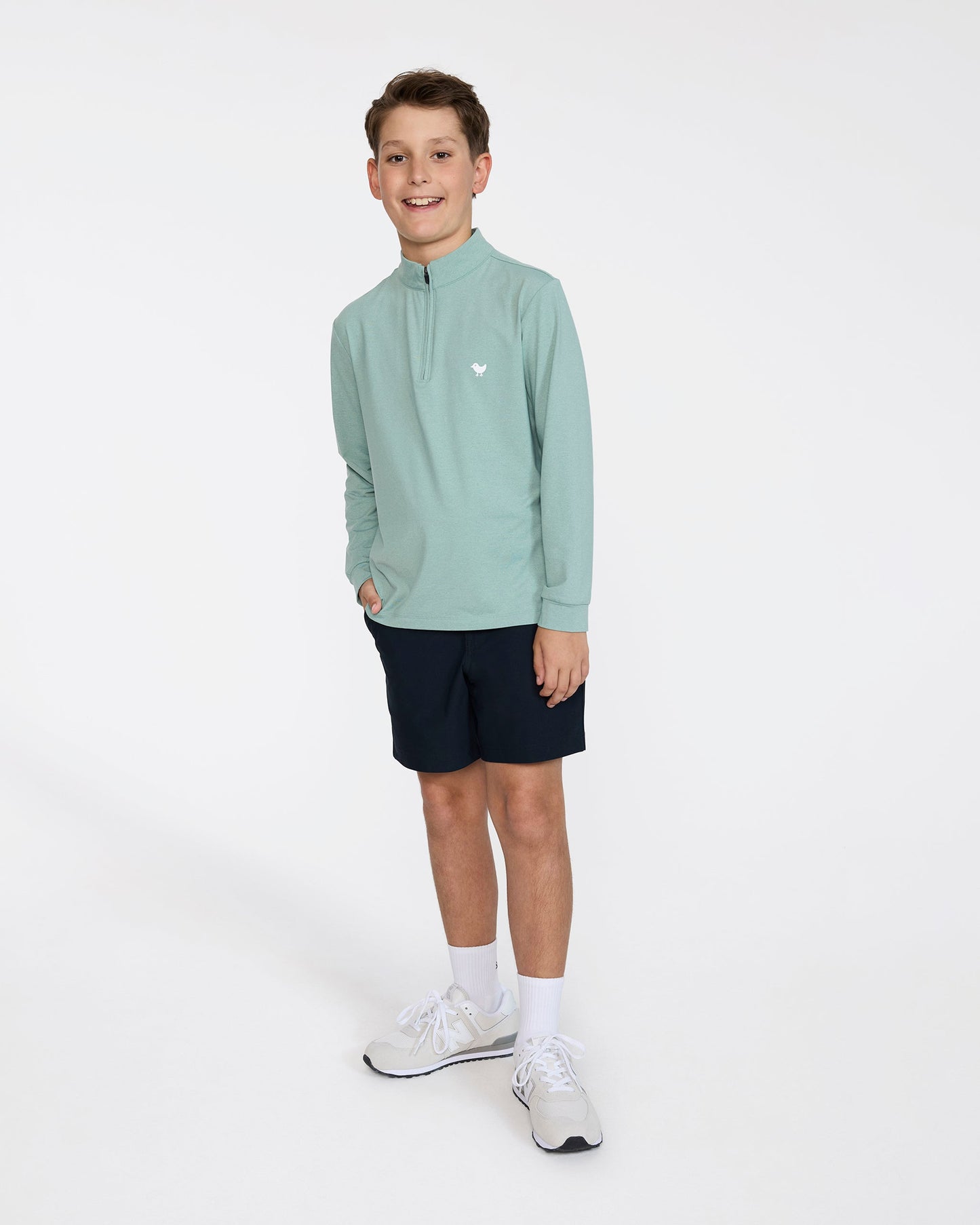 Bad Birdie Youth Velocity Quarterzip - Washed Sage