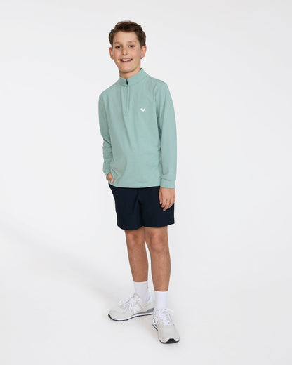 Bad Birdie Youth Velocity Quarterzip - Washed Sage