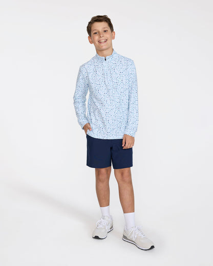 Bad Birdie Youth Velocity Quarterzip - Mini Mood - Pale Blue