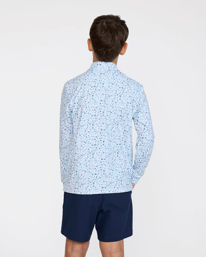 Bad Birdie Youth Velocity Quarterzip - Mini Mood - Pale Blue