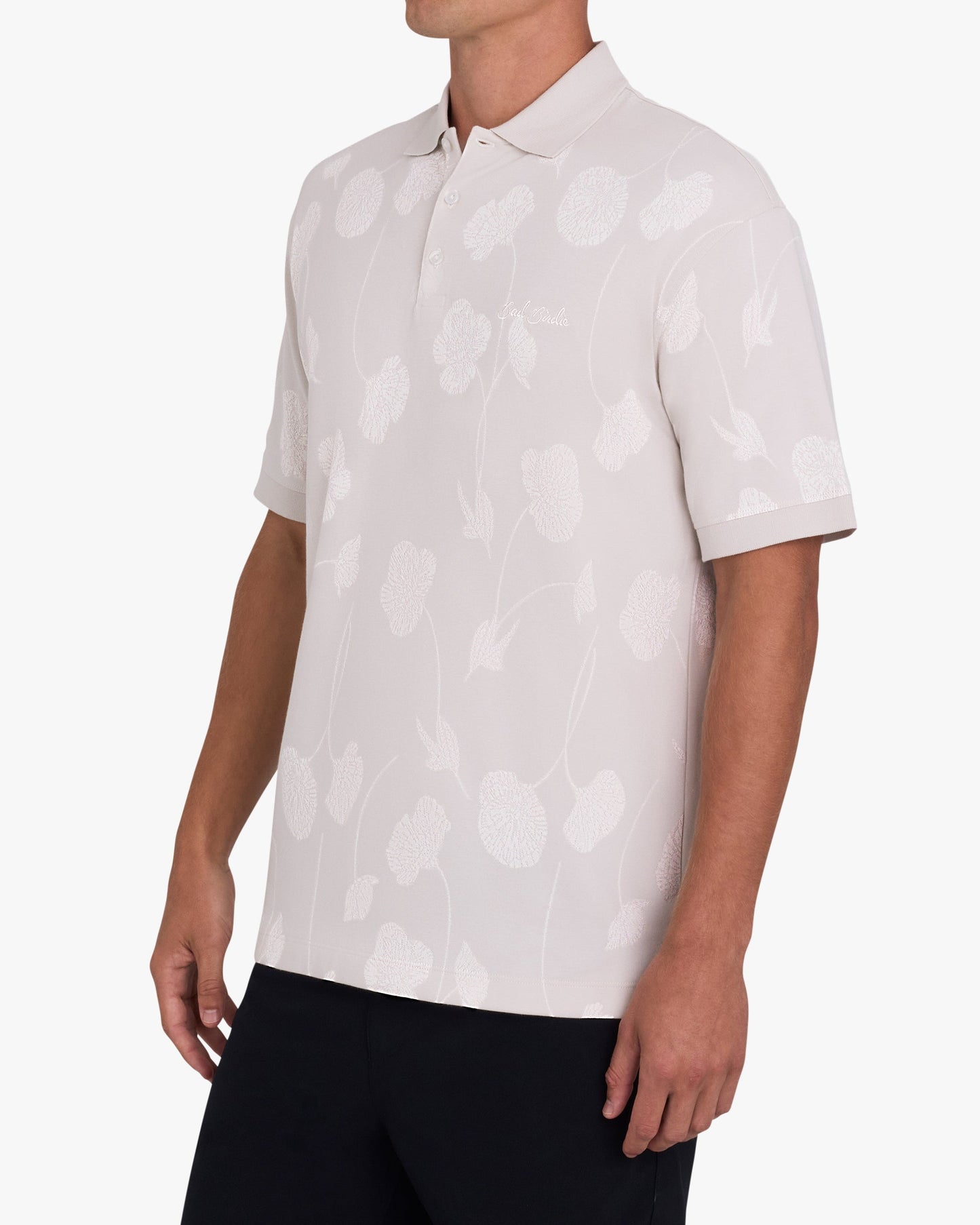 Bad Birdie Jacquard Polo - Bloom Me Away - White Onyx