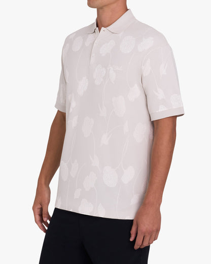 Bad Birdie Jacquard Polo - Bloom Me Away - White Onyx