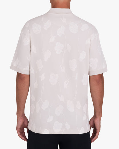 Bad Birdie Jacquard Polo - Bloom Me Away - White Onyx