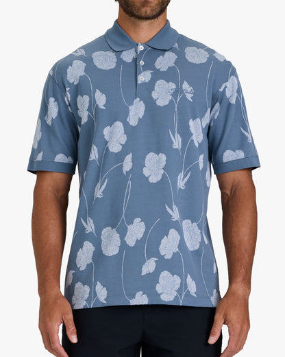 Bad Birdie Jacquard Polo - Bloom Me Away - Blue Mirage