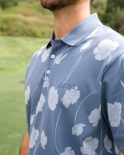 Bad Birdie Jacquard Polo - Bloom Me Away - Blue Mirage
